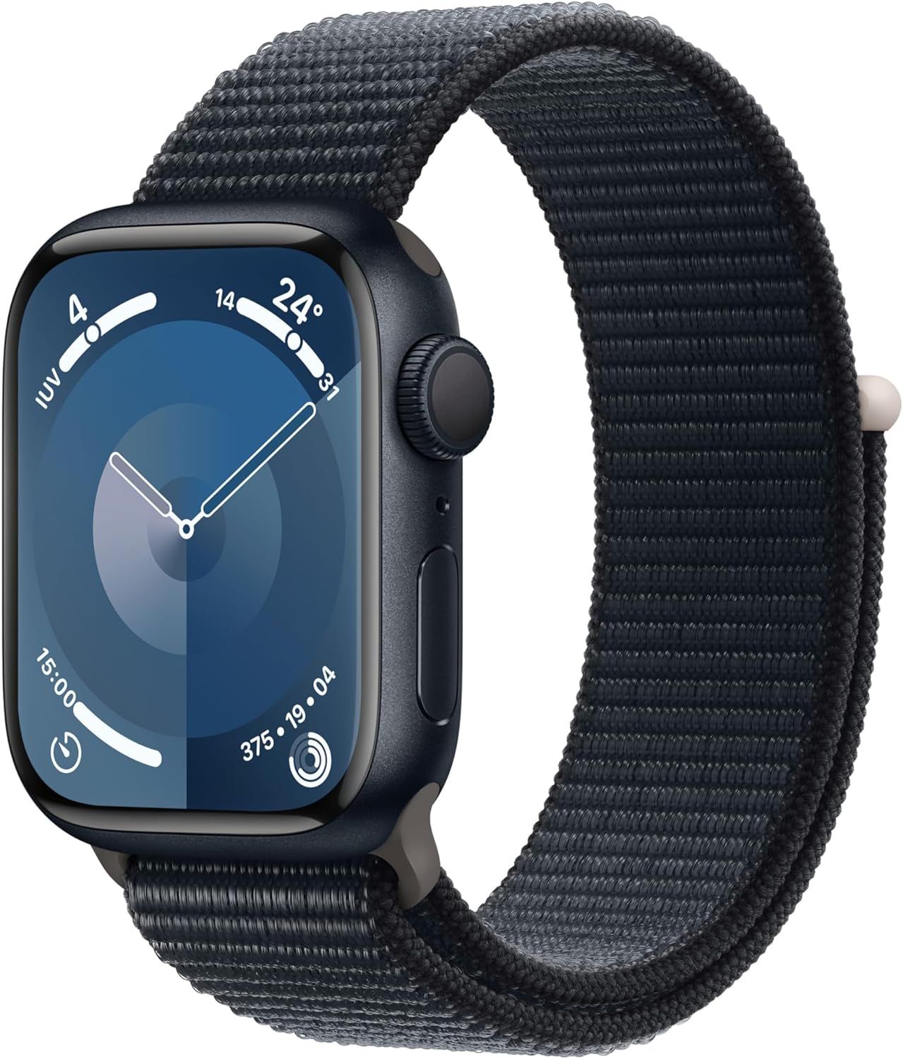 Apple Watch with black sports loop strap